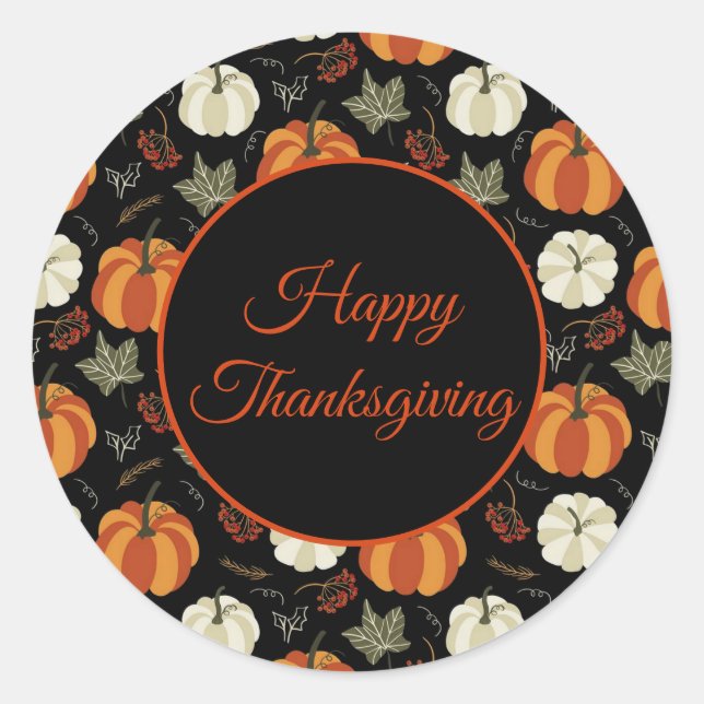 Sticker Rond Motif Citrouille d'automne Thanksgiving (Devant)