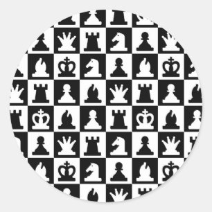 Sticker Rond Motif classique de tableau d'échec noir et blanc