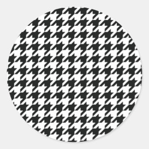 Sticker Rond Motif classique en Houndstooth : Noir & Blanc Vint