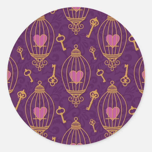 Sticker Rond Motif-Clés-Coeurs (Devant)