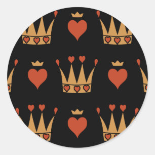 Sticker Rond Motif Coeurs et Couronnes
