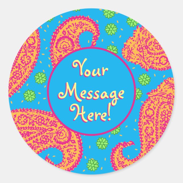 Sticker Rond Motif coloré Paisley (Devant)