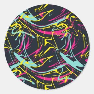 Sticker Rond Motif couleur Abstrait Memphis Lines