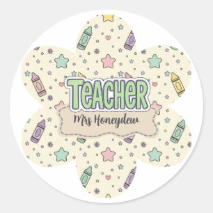 Sticker Rond Motif crayon de reconnaissance des professeurs pas