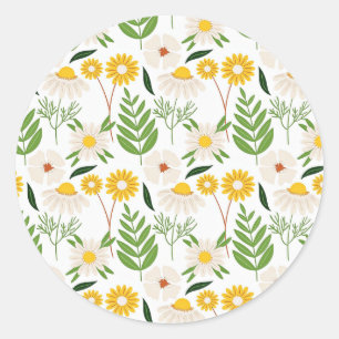 Sticker Rond Motif Daisy Springtime