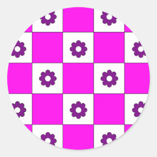 Sticker Rond Motif damier rose Chess Chess Checkerboard
