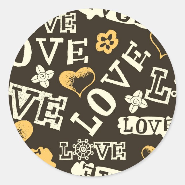 Sticker Rond Motif d'amour tiré à la main (Devant)