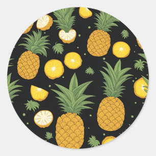 Sticker Rond Motif d'ananas exotique