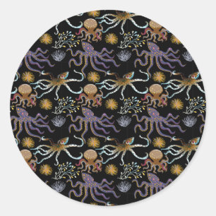 Sticker Rond Motif d'animaux aquatiques vie sous-marine 29