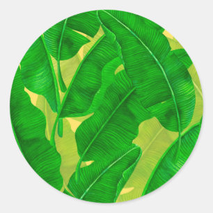 Sticker Rond Motif d'aquarelle feuille Banana