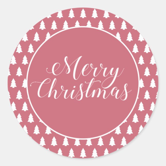 Sticker Rond Motif d'arbre de Noël blanc rouge Noël blanc (Devant)