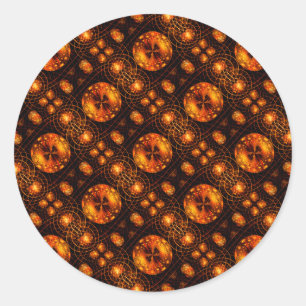 Sticker Rond Motif d'art abstrait élégant boho moderne or #507