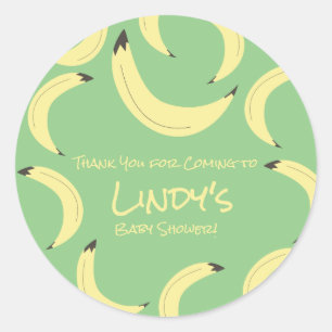 Sticker Rond Motif de Baby Shower Bunch de Banane Mignon