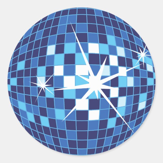 Sticker Rond Motif de bal Blue Disco (Devant)