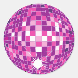 Sticker Rond Motif de bal Disco Rose
