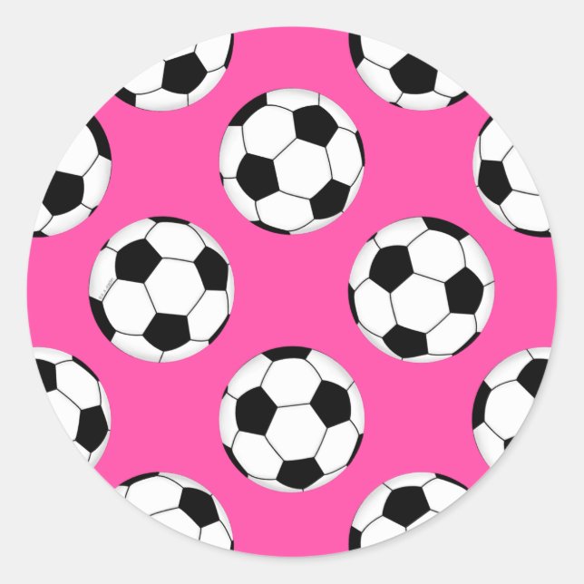 Sticker Rond Motif de balle de football rose (Devant)