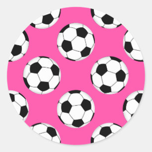 Sticker Rond Motif de balle de football rose