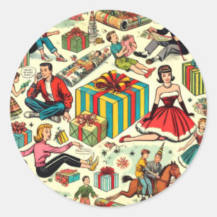 Sticker Rond Motif de bandes dessinées de papier à envelopper