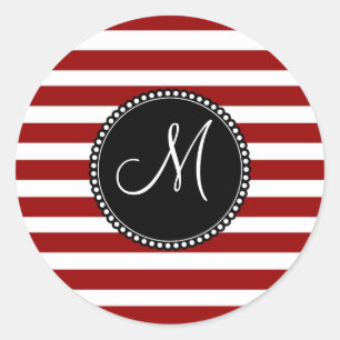 Sticker Rond Motif de bandes horizontales rouges et blanches