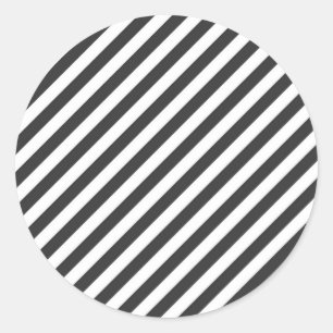 Sticker Rond Motif de bandes noires et blanches diagonales