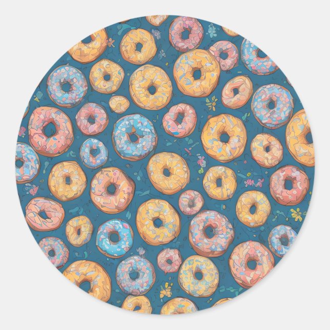 Sticker Rond Motif de beignets sucrés (Devant)