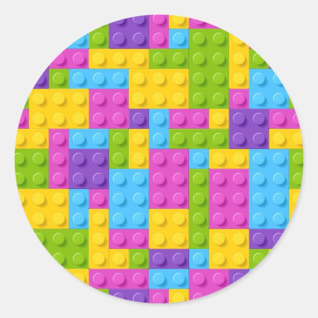 Sticker Rond Motif de blocs de construction en plastique (Devant)