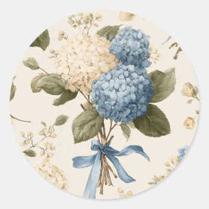 Sticker Rond Motif de bouquet d'hortensias vintage