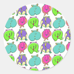Sticker Rond Motif de boutons de hamster coloré