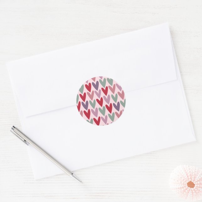 Sticker Rond Motif de coeur 1 (Enveloppe)