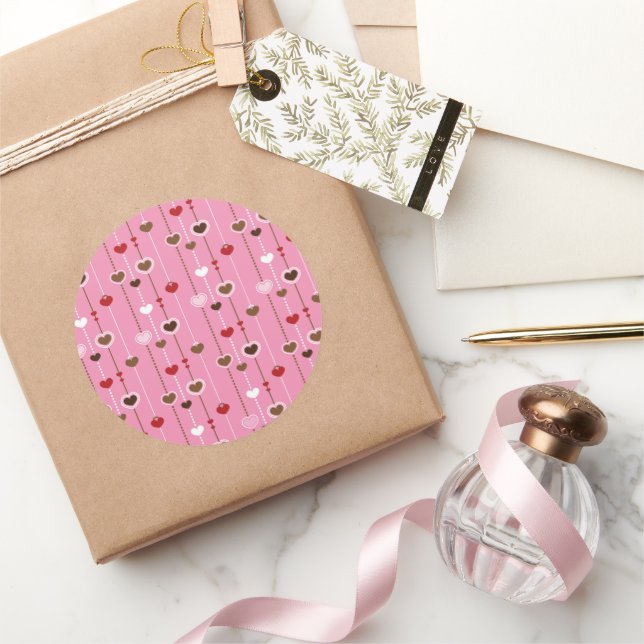 Sticker Rond Motif de coeur 27 (Cadeaux)