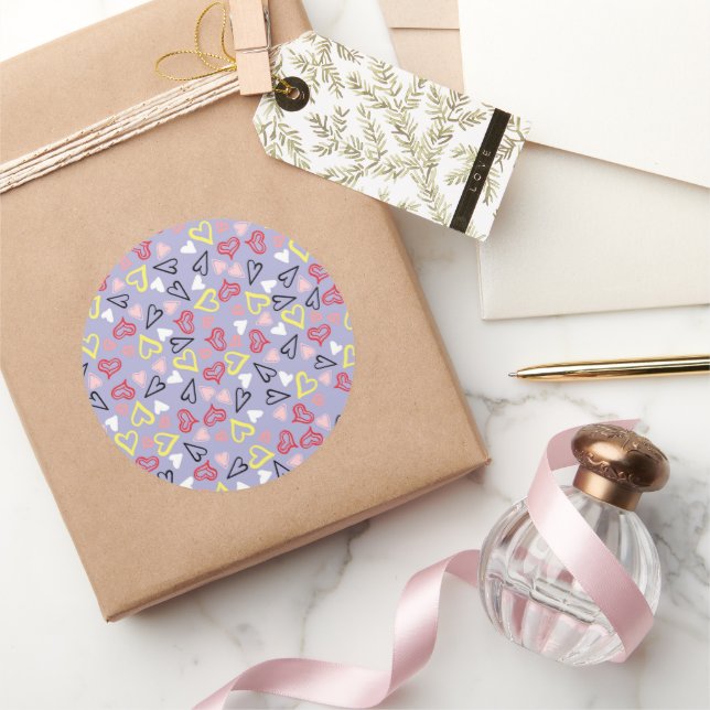Sticker Rond Motif de coeur 31 (Cadeaux)