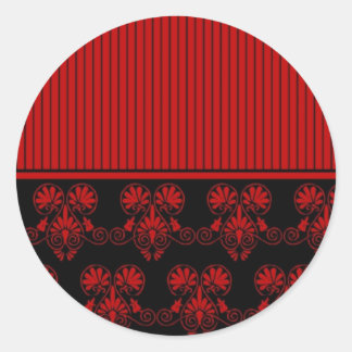 Sticker Rond Motif de coeur noir et rouge (2)