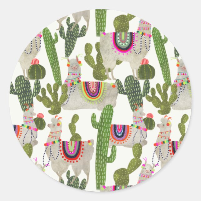 Sticker Rond Motif de collection Llamarama (Devant)