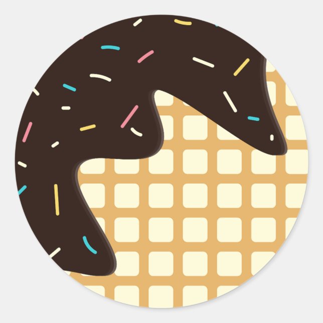 Sticker Rond Motif de cône d'été Crème glacée Chocolat Scratate (Devant)
