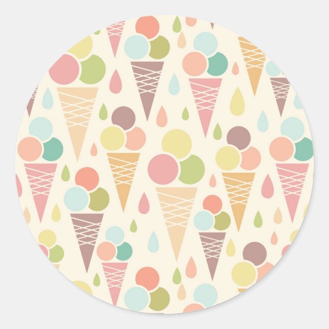 Sticker Rond Motif de cônes glacés (Devant)
