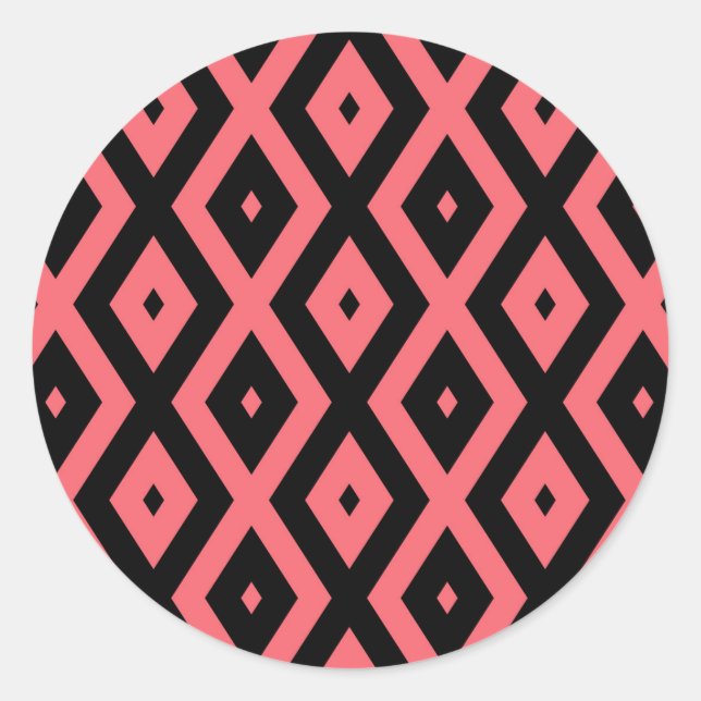 Sticker Rond Motif de corail et de diamant noir (Devant)