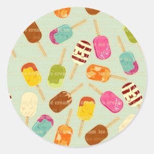 Sticker Rond Motif de crème glacée