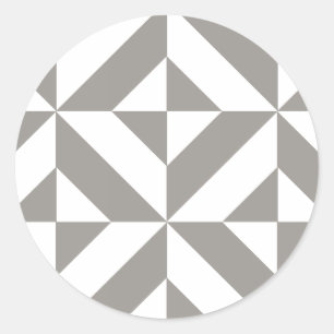 Sticker Rond Motif de cube géométrique gris argenté