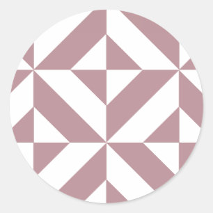 Sticker Rond Motif de cube géométrique Mauve foncé