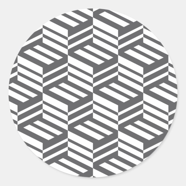 Sticker Rond Motif de cube géométrique moderne, urbain et dynam (Devant)