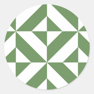 Sticker Rond Motif de cube vert laiton foncé
