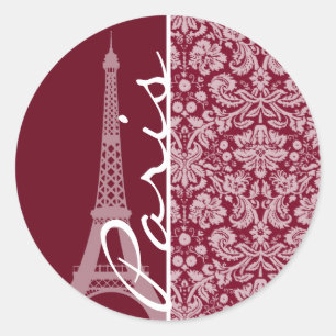 Sticker Rond Motif de damassé de Bourgogne ; Paris