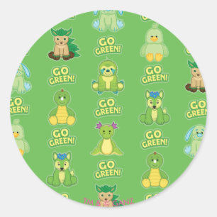 Sticker Rond Motif de devenez écolo de Webkinz