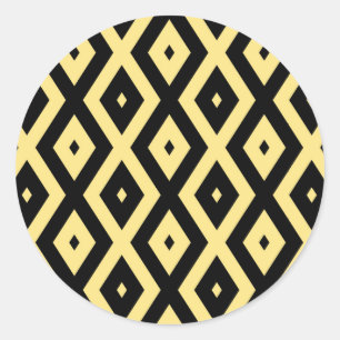 Sticker Rond Motif de diamant jaune citron et noir