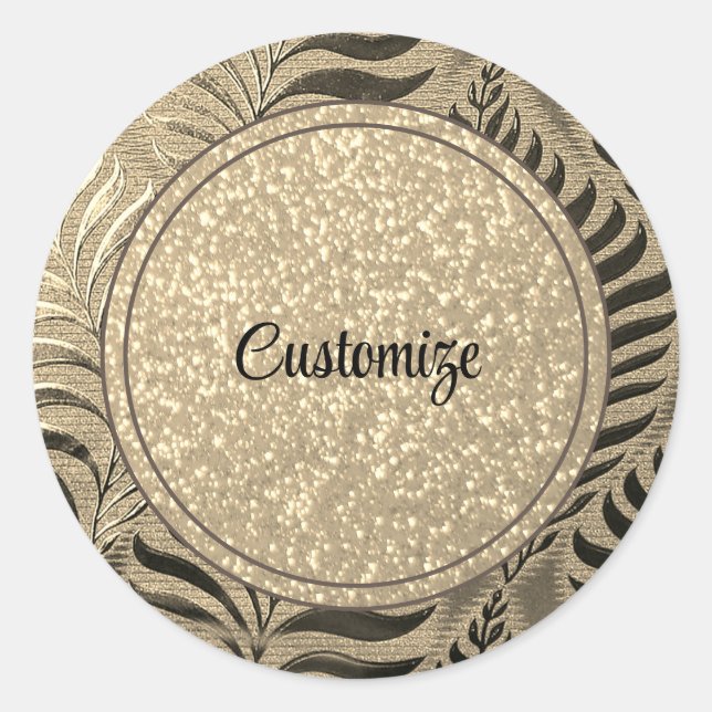 Sticker Rond Motif de feuille d'or personnalisé 2 (Devant)