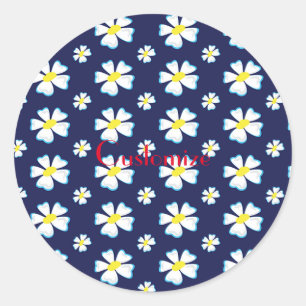 Sticker Rond Motif de fleurs blanches Thunder_Cove