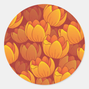 Sticker Rond Motif de fleurs d'or