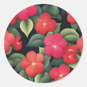 Sticker Rond Motif de fleurs Impatiens vibrantes
