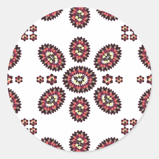Sticker Rond Motif de fleurs Mandala (Devant)