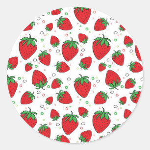 Sticker Rond Motif de fraises